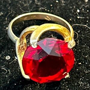 Gold and Giant Red Gemstone Ring